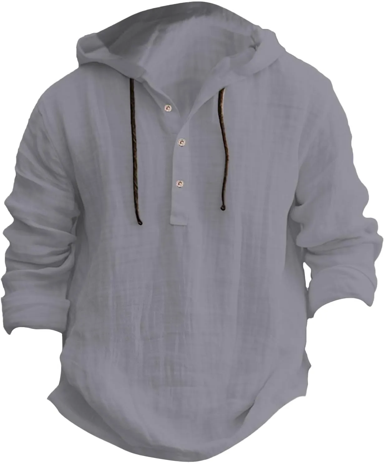 Linen Hoodie Men Spring Fashion 2025 Long Sleeve Button Up Holiday Casual Hawaiian Yoga Beach Hooded Sweatshirts