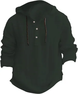 Linen Hoodie Men Spring Fashion 2025 Long Sleeve Button Up Holiday Casual Hawaiian Yoga Beach Hooded Sweatshirts
