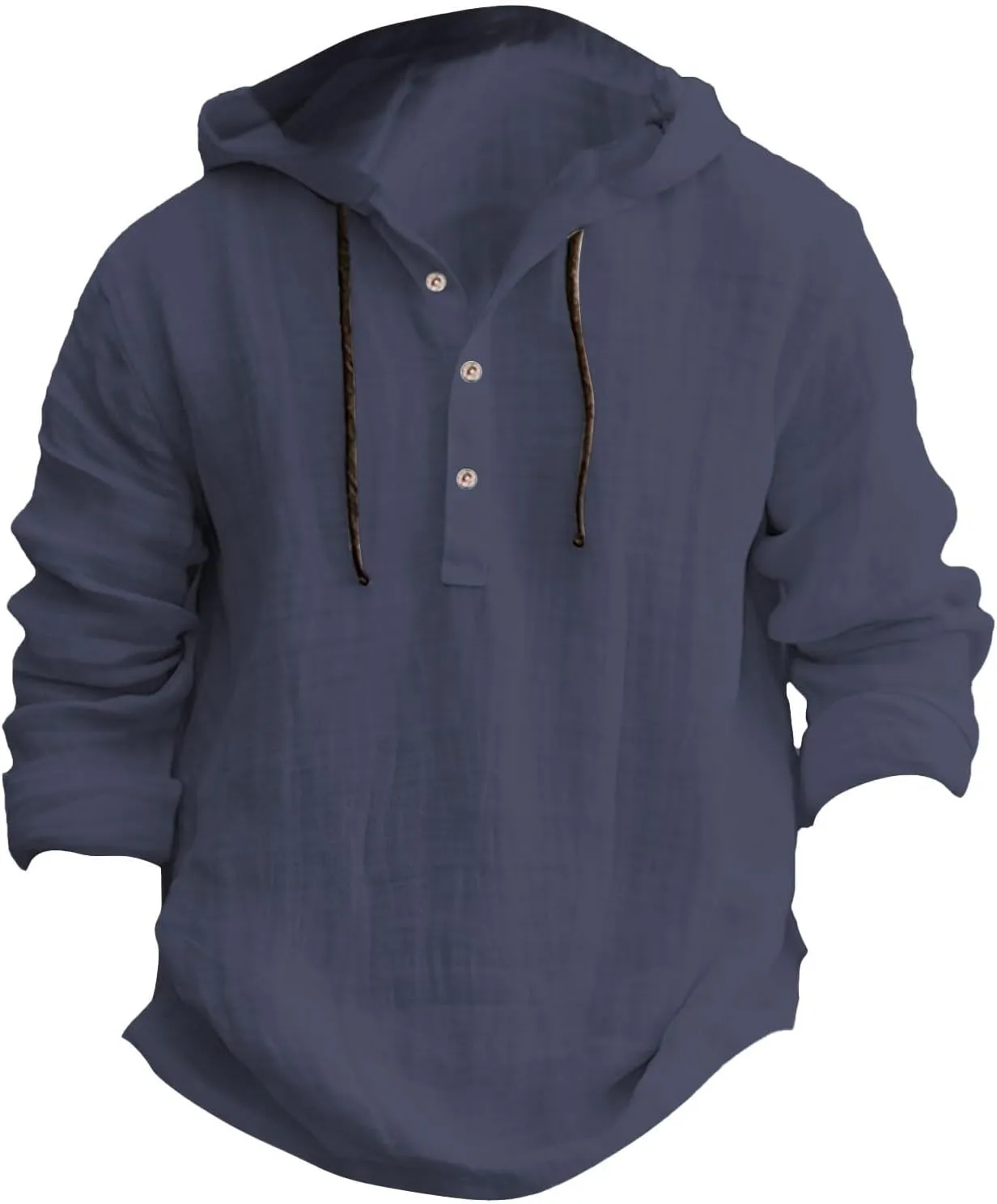Linen Hoodie Men Spring Fashion 2025 Long Sleeve Button Up Holiday Casual Hawaiian Yoga Beach Hooded Sweatshirts