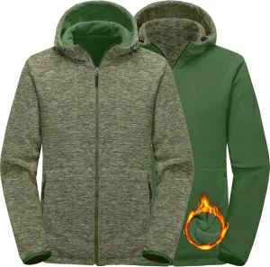 Little Donkey Andy Men's Lightweight Reversible Polar Fleece Jacket Full Zip Hoodie with Pockets Thermal Outdoor Coat