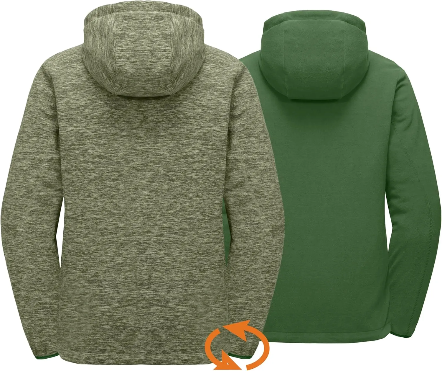 Little Donkey Andy Men's Lightweight Reversible Polar Fleece Jacket Full Zip Hoodie with Pockets Thermal Outdoor Coat