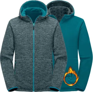 Little Donkey Andy Men's Lightweight Reversible Polar Fleece Jacket Full Zip Hoodie with Pockets Thermal Outdoor Coat