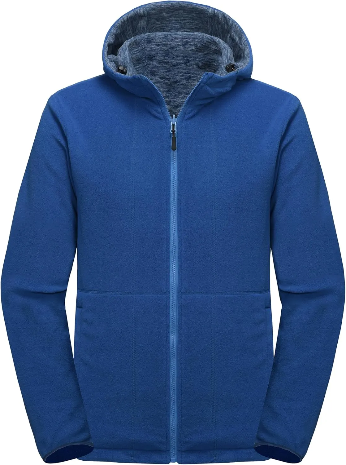 Little Donkey Andy Men's Lightweight Reversible Polar Fleece Jacket Full Zip Hoodie with Pockets Thermal Outdoor Coat