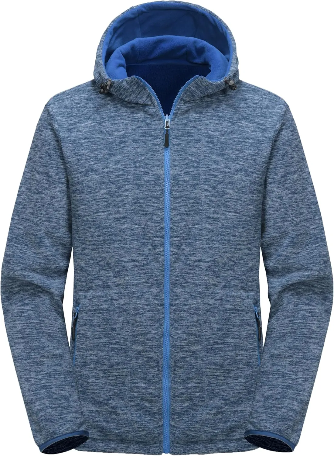 Little Donkey Andy Men's Lightweight Reversible Polar Fleece Jacket Full Zip Hoodie with Pockets Thermal Outdoor Coat