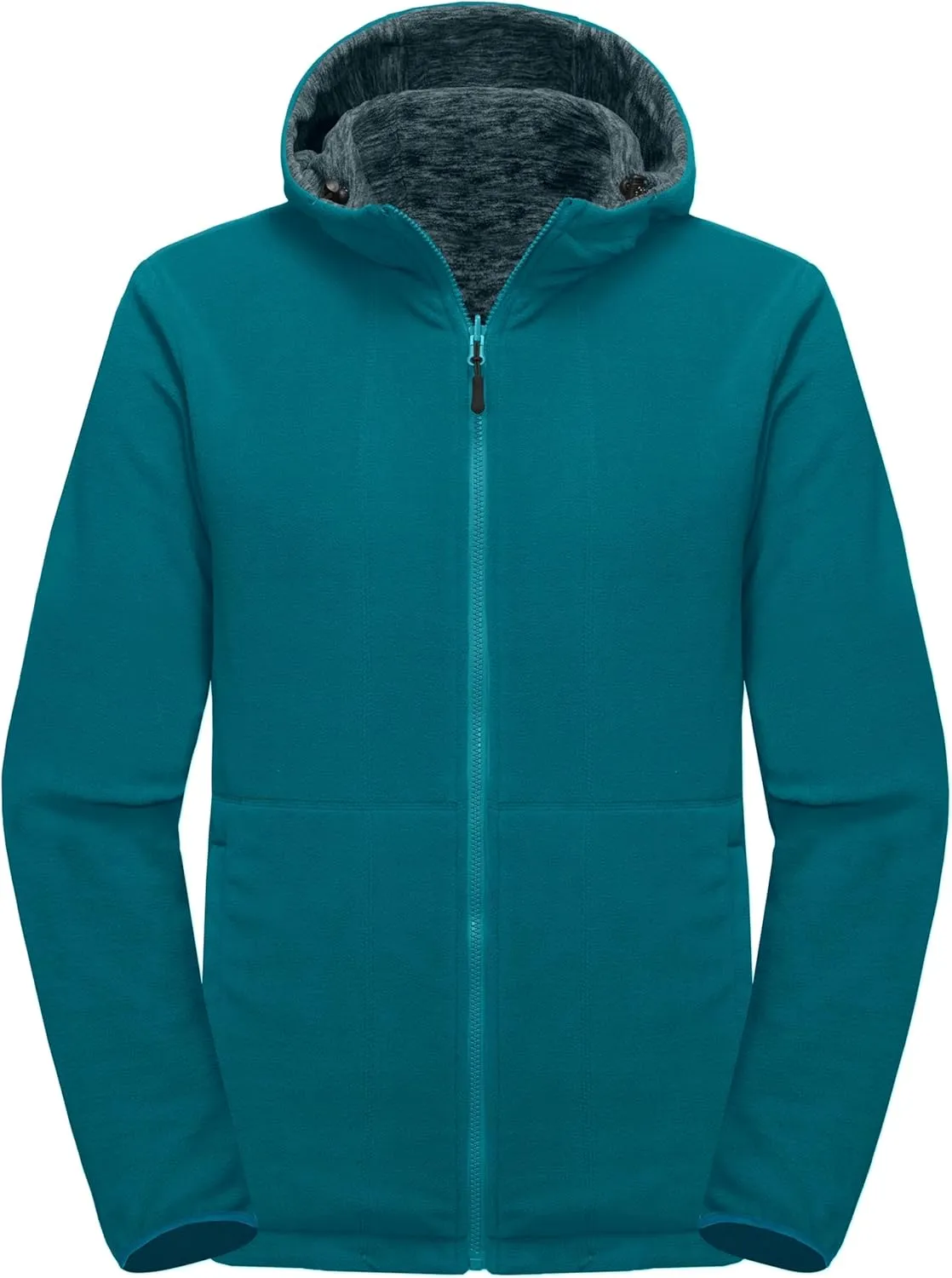 Little Donkey Andy Men's Lightweight Reversible Polar Fleece Jacket Full Zip Hoodie with Pockets Thermal Outdoor Coat