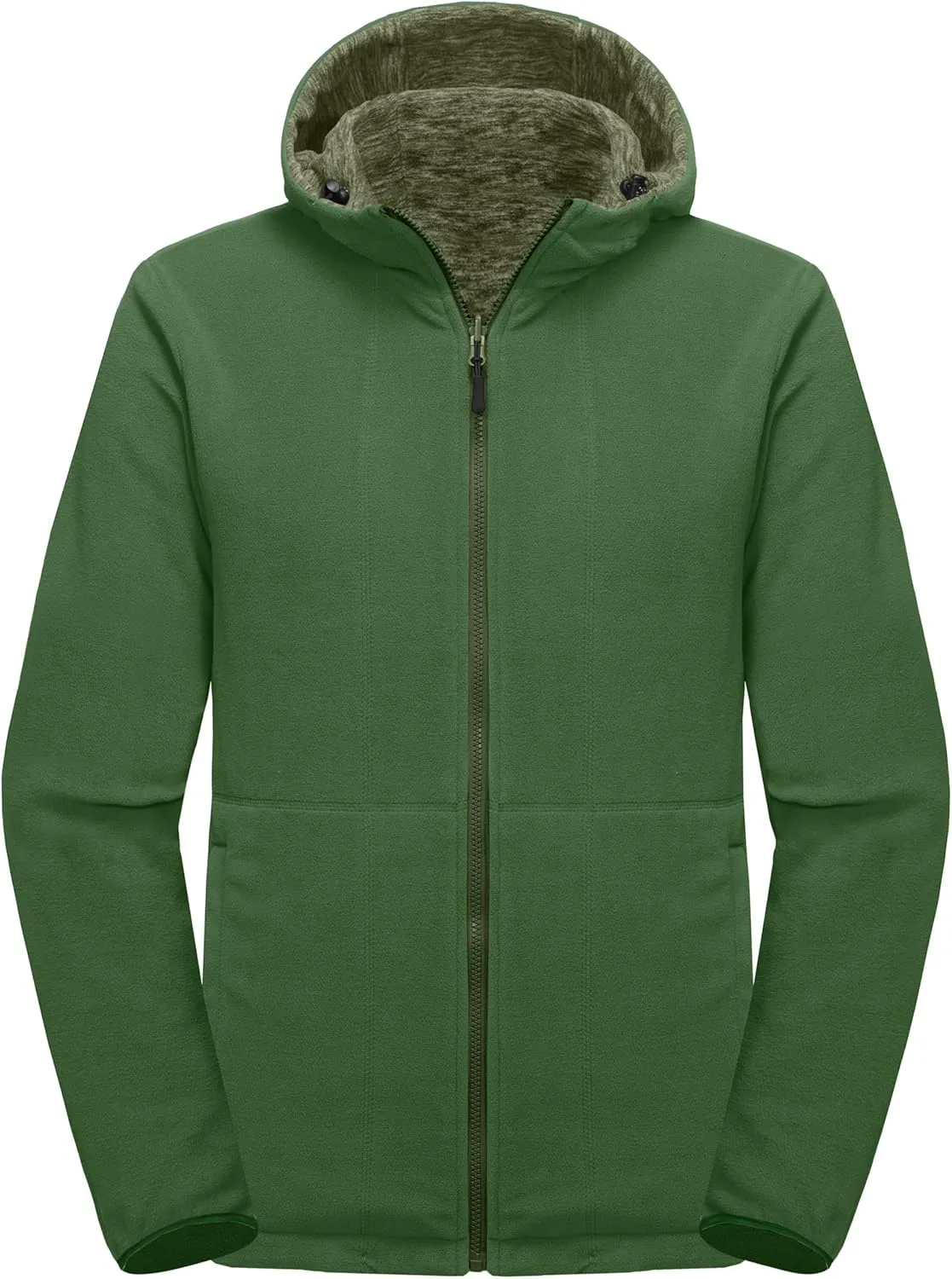 Little Donkey Andy Men's Lightweight Reversible Polar Fleece Jacket Full Zip Hoodie with Pockets Thermal Outdoor Coat