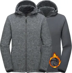 Little Donkey Andy Men's Lightweight Reversible Polar Fleece Jacket Full Zip Hoodie with Pockets Thermal Outdoor Coat