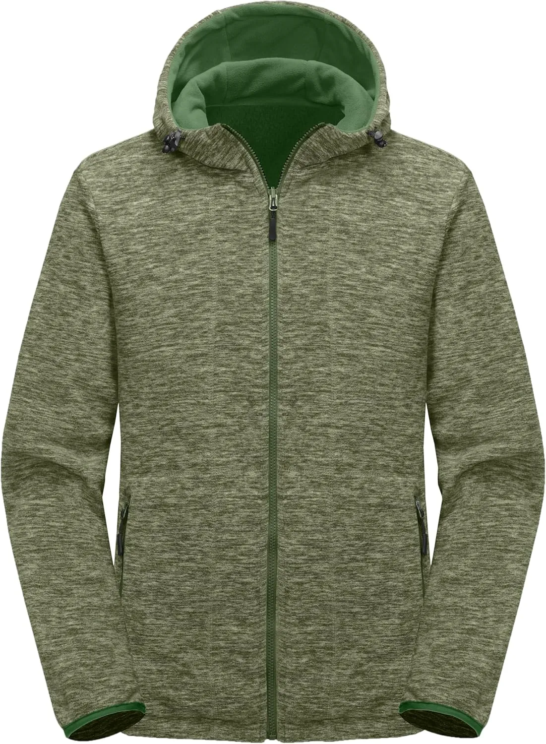 Little Donkey Andy Men's Lightweight Reversible Polar Fleece Jacket Full Zip Hoodie with Pockets Thermal Outdoor Coat