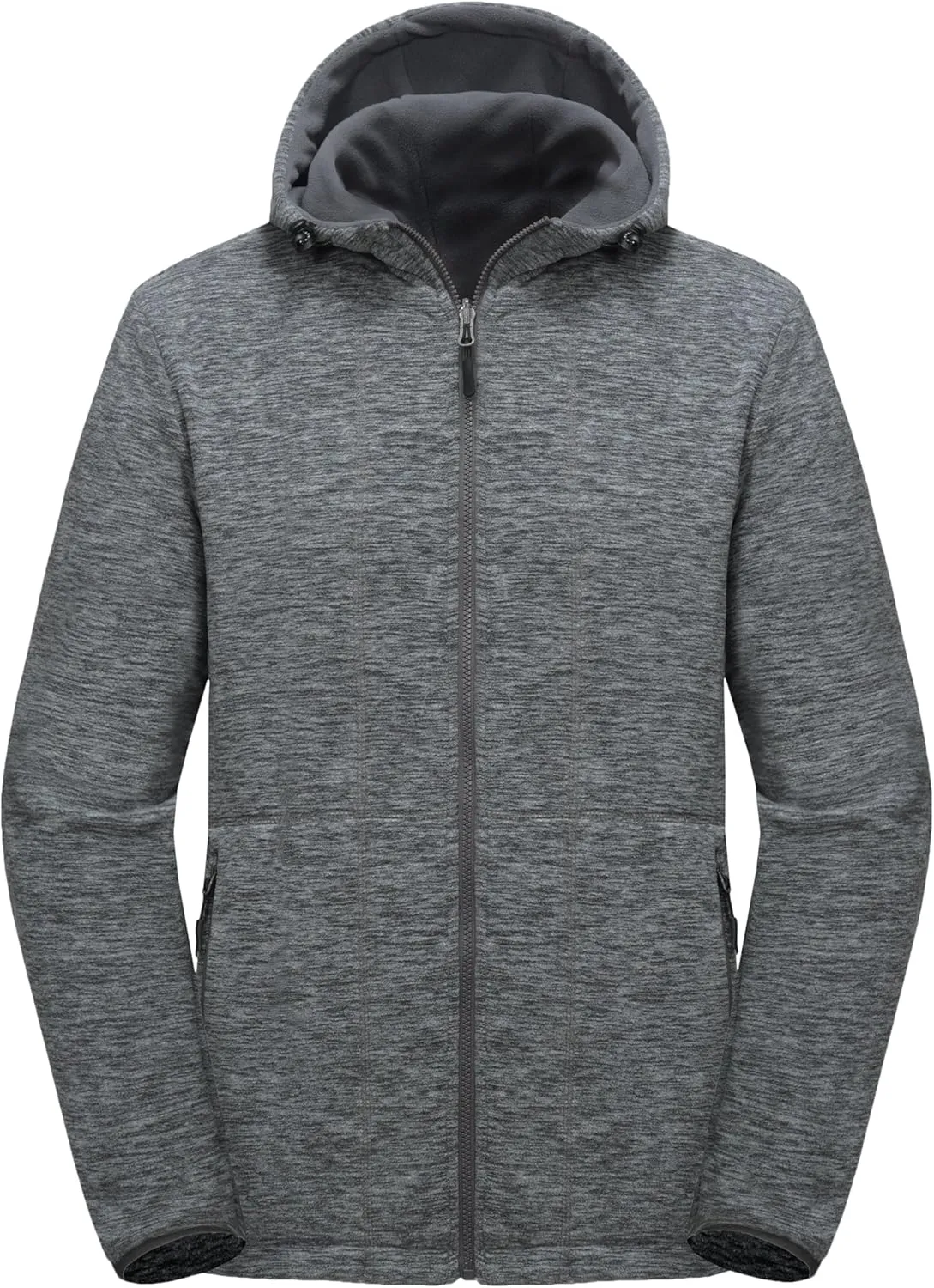 Little Donkey Andy Men's Lightweight Reversible Polar Fleece Jacket Full Zip Hoodie with Pockets Thermal Outdoor Coat