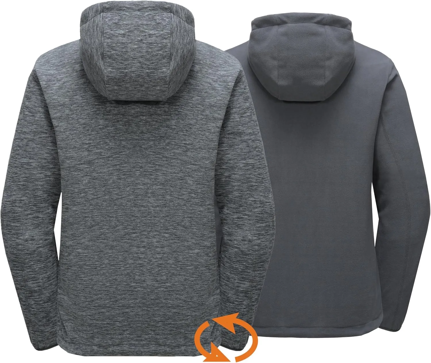 Little Donkey Andy Men's Lightweight Reversible Polar Fleece Jacket Full Zip Hoodie with Pockets Thermal Outdoor Coat
