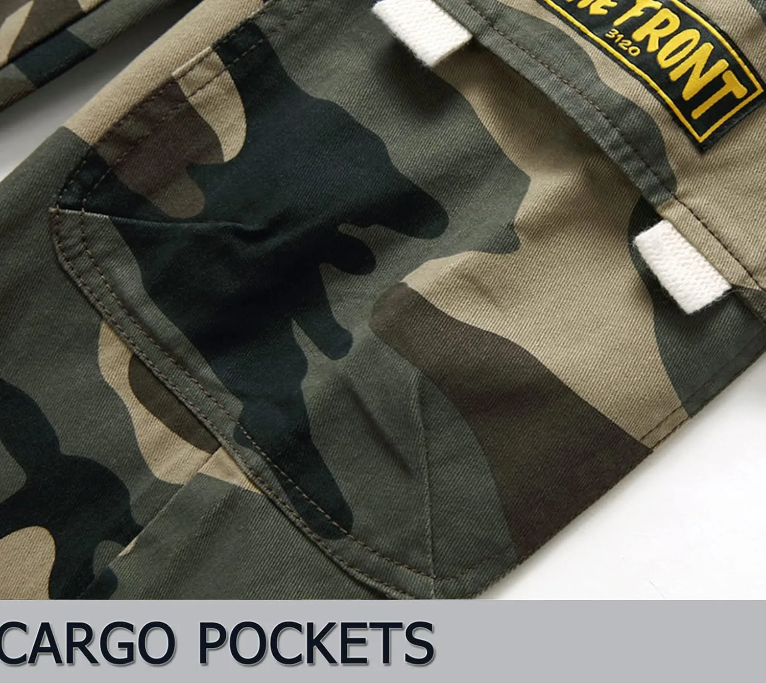LOKTARC Boys' Pull-On Slim Fit Camo Cargo Jogger Pants