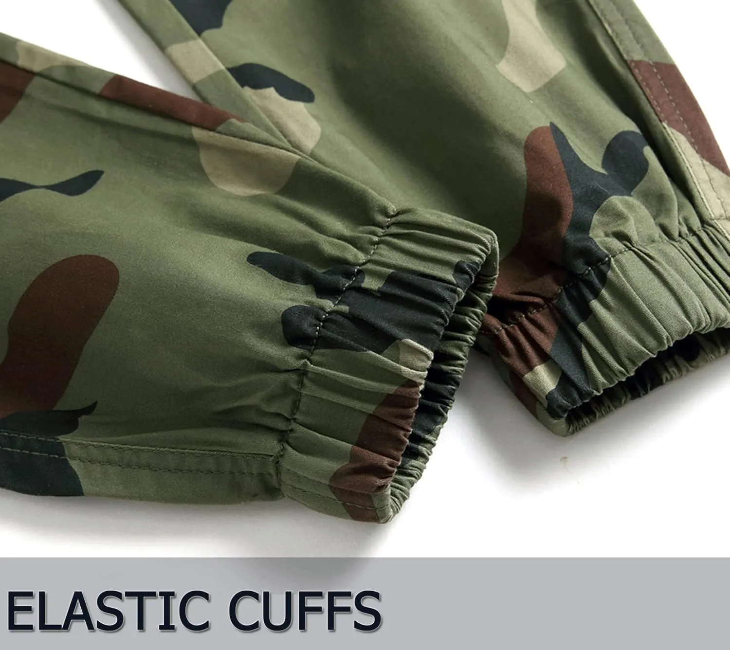 LOKTARC Boys' Pull-On Slim Fit Camo Cargo Jogger Pants