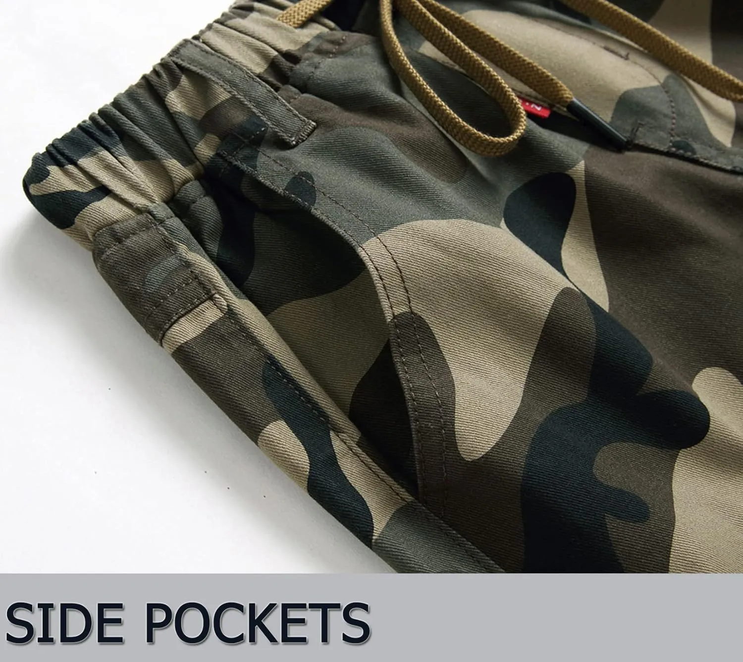 LOKTARC Boys' Pull-On Slim Fit Camo Cargo Jogger Pants
