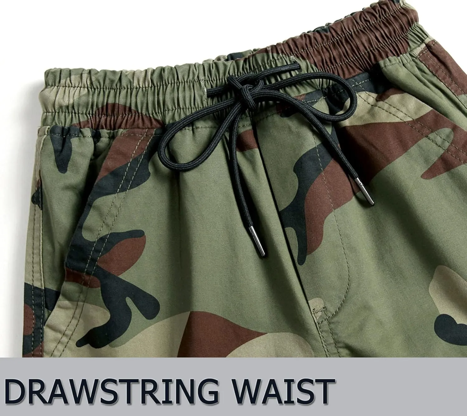 LOKTARC Boys' Pull-On Slim Fit Camo Cargo Jogger Pants