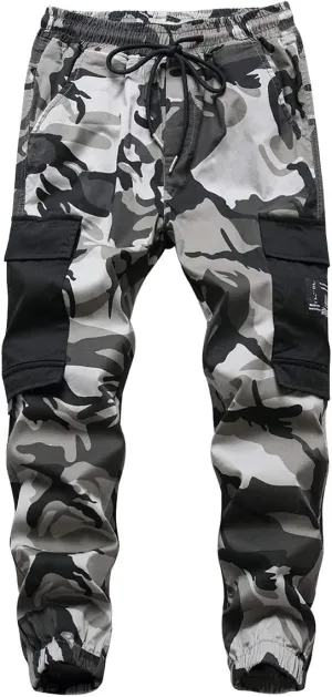 LOKTARC Boys' Pull-On Slim Fit Camo Cargo Jogger Pants