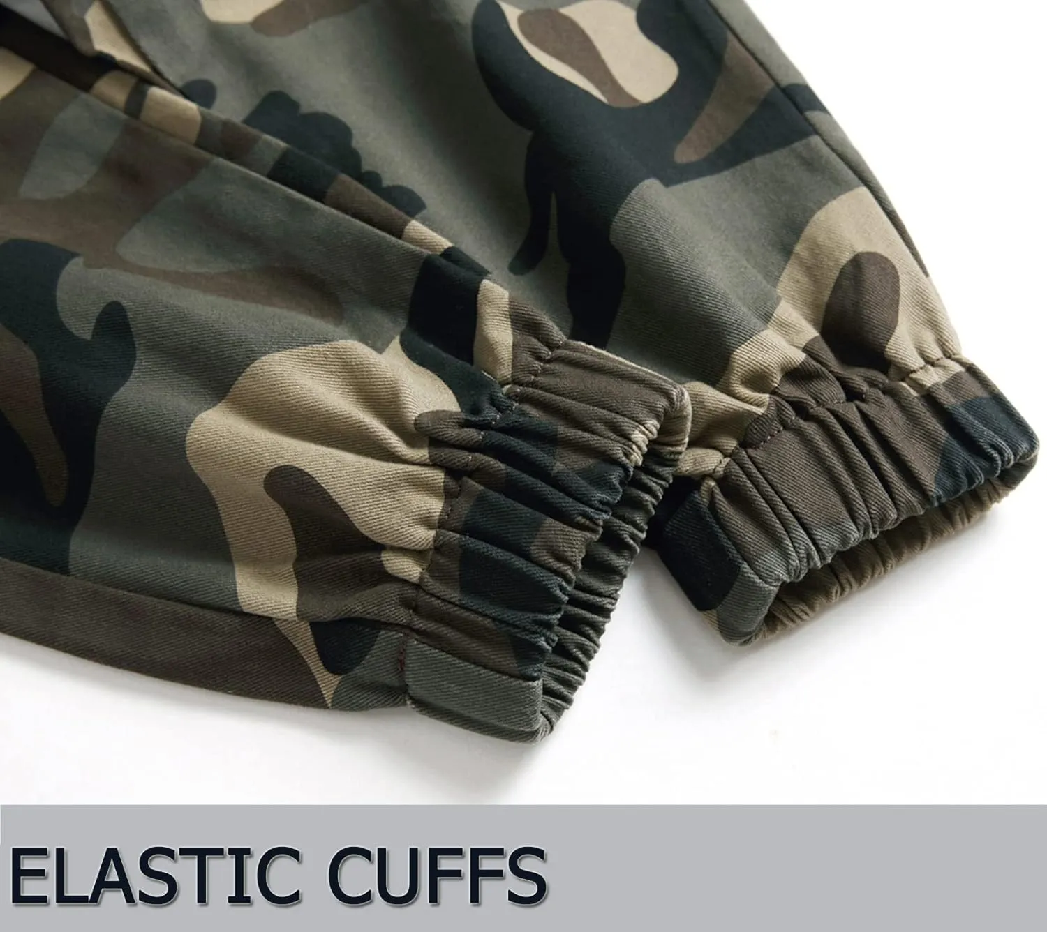 LOKTARC Boys' Pull-On Slim Fit Camo Cargo Jogger Pants