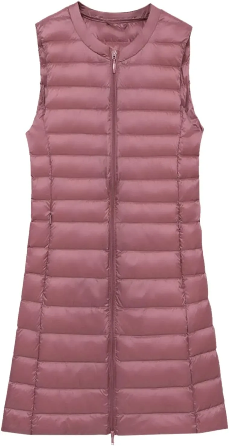 Long Vest for Women Sleeveless Hooded Windproof Winter Coat with Recycled Insulation Sleeveless Hoodies Full Long