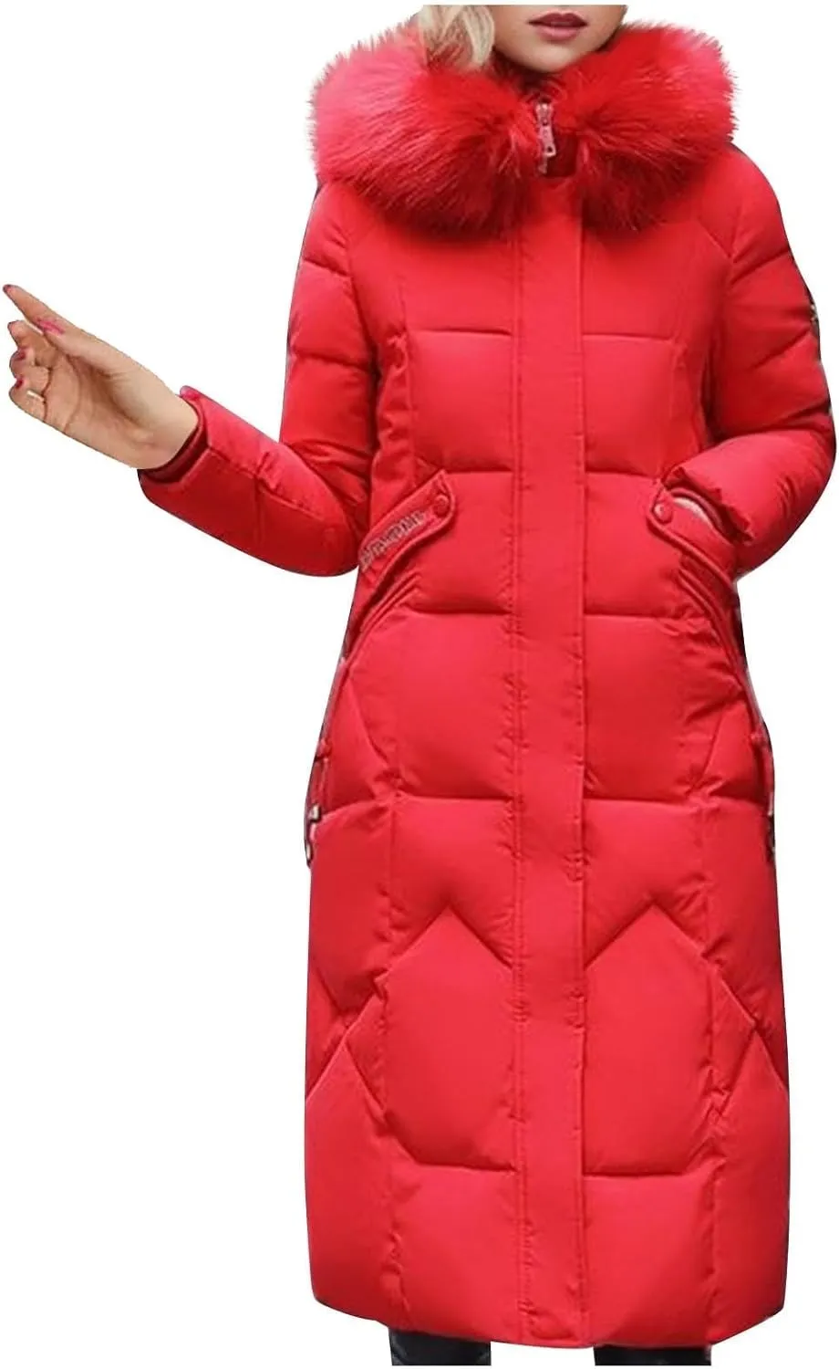 Long Warm Winter Down Coats For Women Fashion Quilted Puffer Jackets Fur Hood Casual down jackets down jacket
