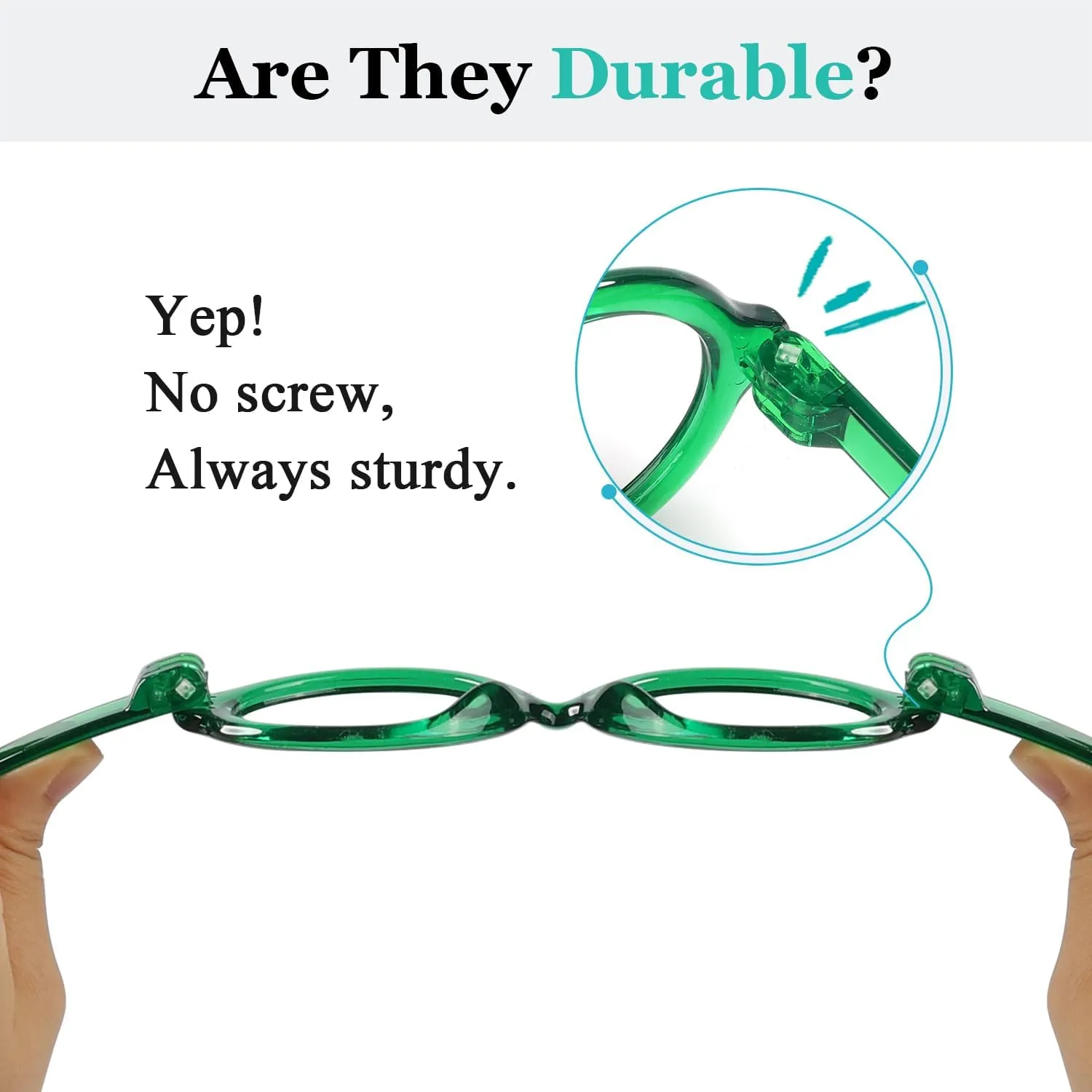 LUR Huge Round Metalless Screwless Readers for Women Spring Hinges 6 Pack Ladies Reading Glasses  0.75