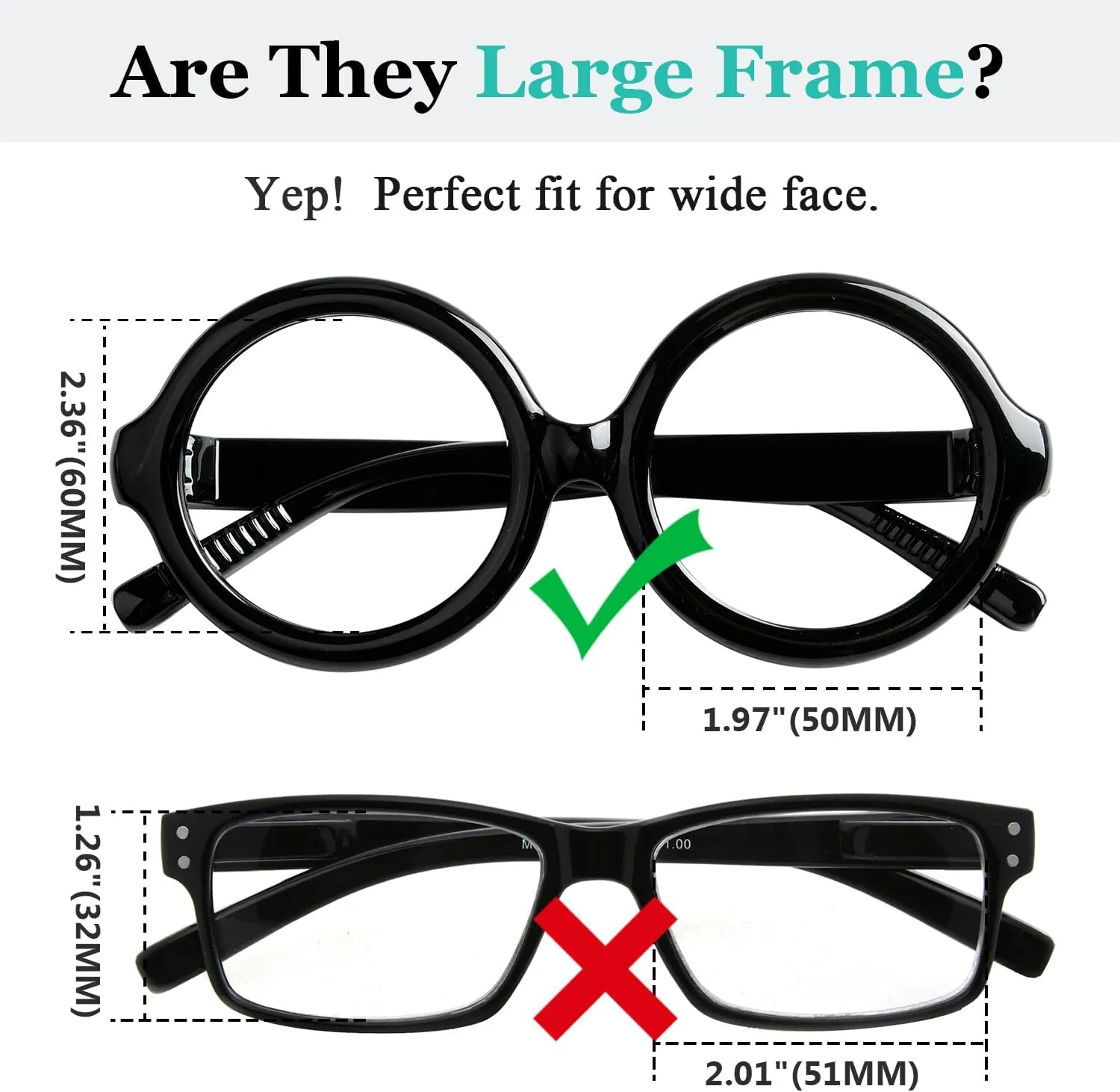 LUR Huge Round Metalless Screwless Readers for Women Spring Hinges 6 Pack Ladies Reading Glasses  0.75