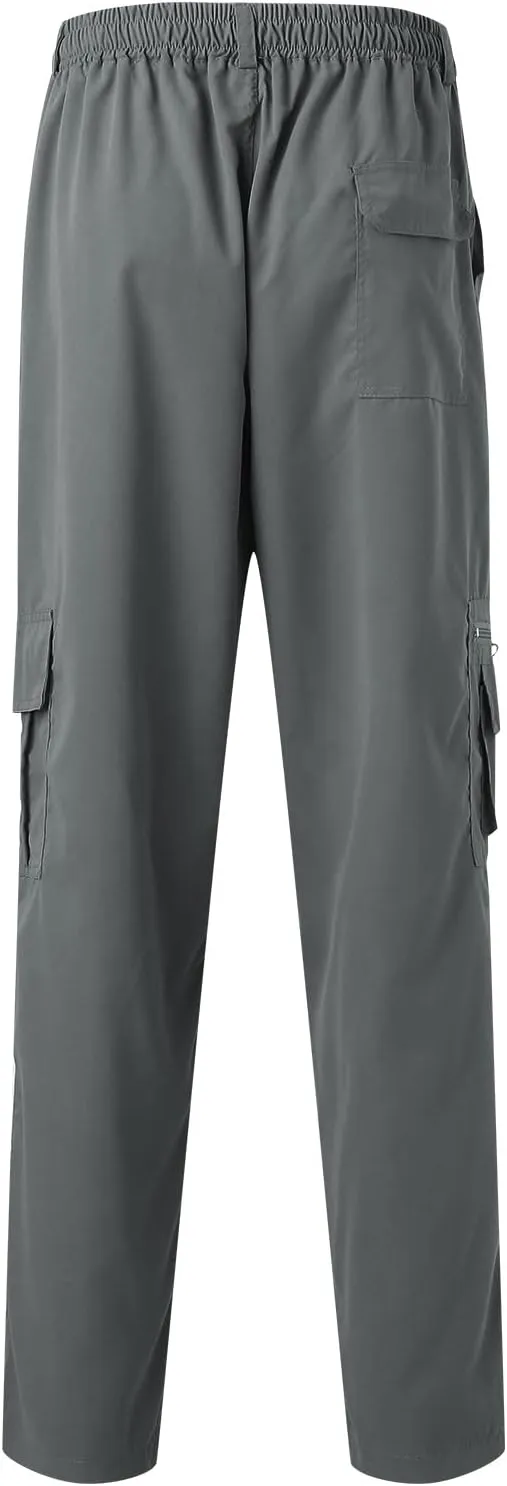 Male Versatile All Season Cargo Pants Multi Pocket Zip Button Hem Solid Color Plus Size Outdoor Lightweight Pants