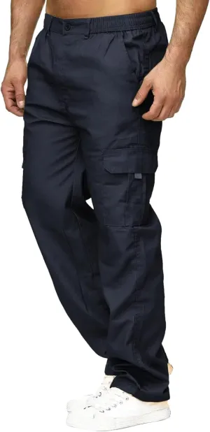Male Versatile All Season Cargo Pants Multi Pocket Zip Button Hem Solid Color Plus Size Outdoor Lightweight Pants