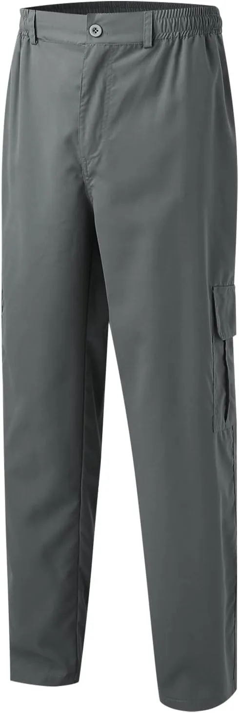 Male Versatile All Season Cargo Pants Multi Pocket Zip Button Hem Solid Color Plus Size Outdoor Lightweight Pants
