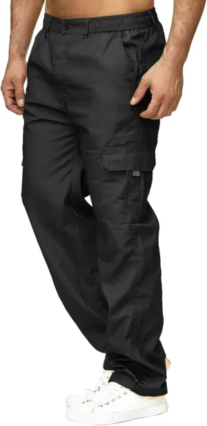Male Versatile All Season Cargo Pants Multi Pocket Zip Button Hem Solid Color Plus Size Outdoor Trousers Sport