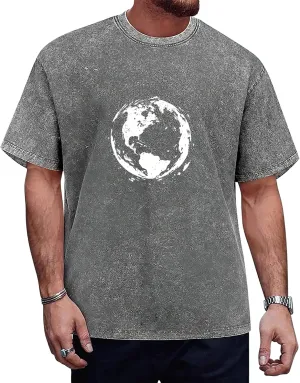 Mans Vintage Wash Graphic T Shirts Short Sleeve Crewneck Cotton Shirt Casual Summer Fashion 2025 Oversized Tops