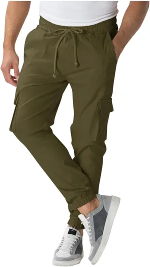 Men Cargo Pants Comfy Hiking Pants Lightweight Joggers with Pockets Casual Elastic Waist Work Pants