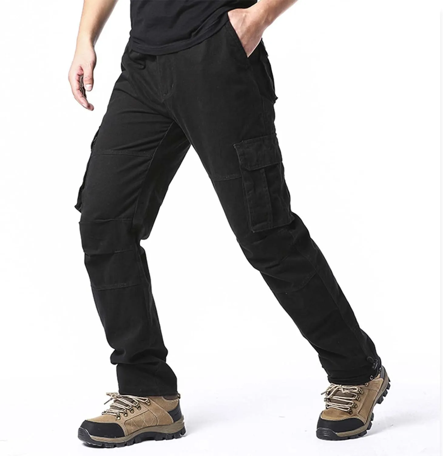 Men Casual Fashion Multi Pocket Zipper Buckle Male Cargo Pants Outdoor Pants Tooling Pants Mens Cargo Pants