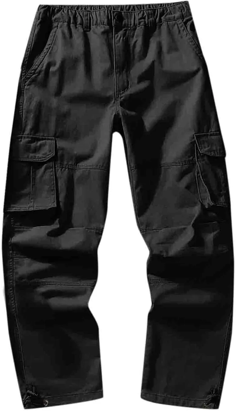 Men Casual Fashion Multi Pocket Zipper Buckle Male Cargo Pants Outdoor Pants Tooling Pants Mens Cargo Pants