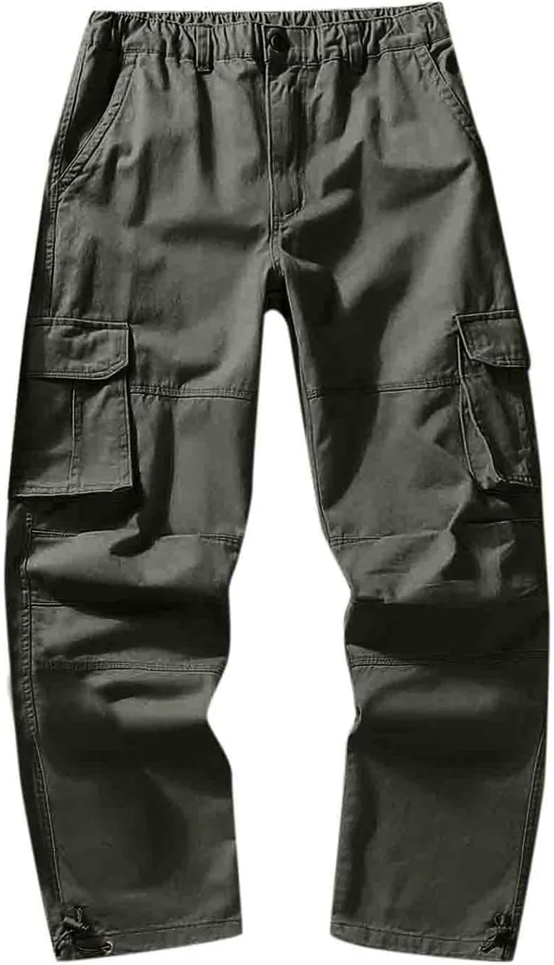 Men Casual Fashion Multi Pocket Zipper Buckle Male Cargo Pants Outdoor Pants Tooling Pants Mens Cargo Pants