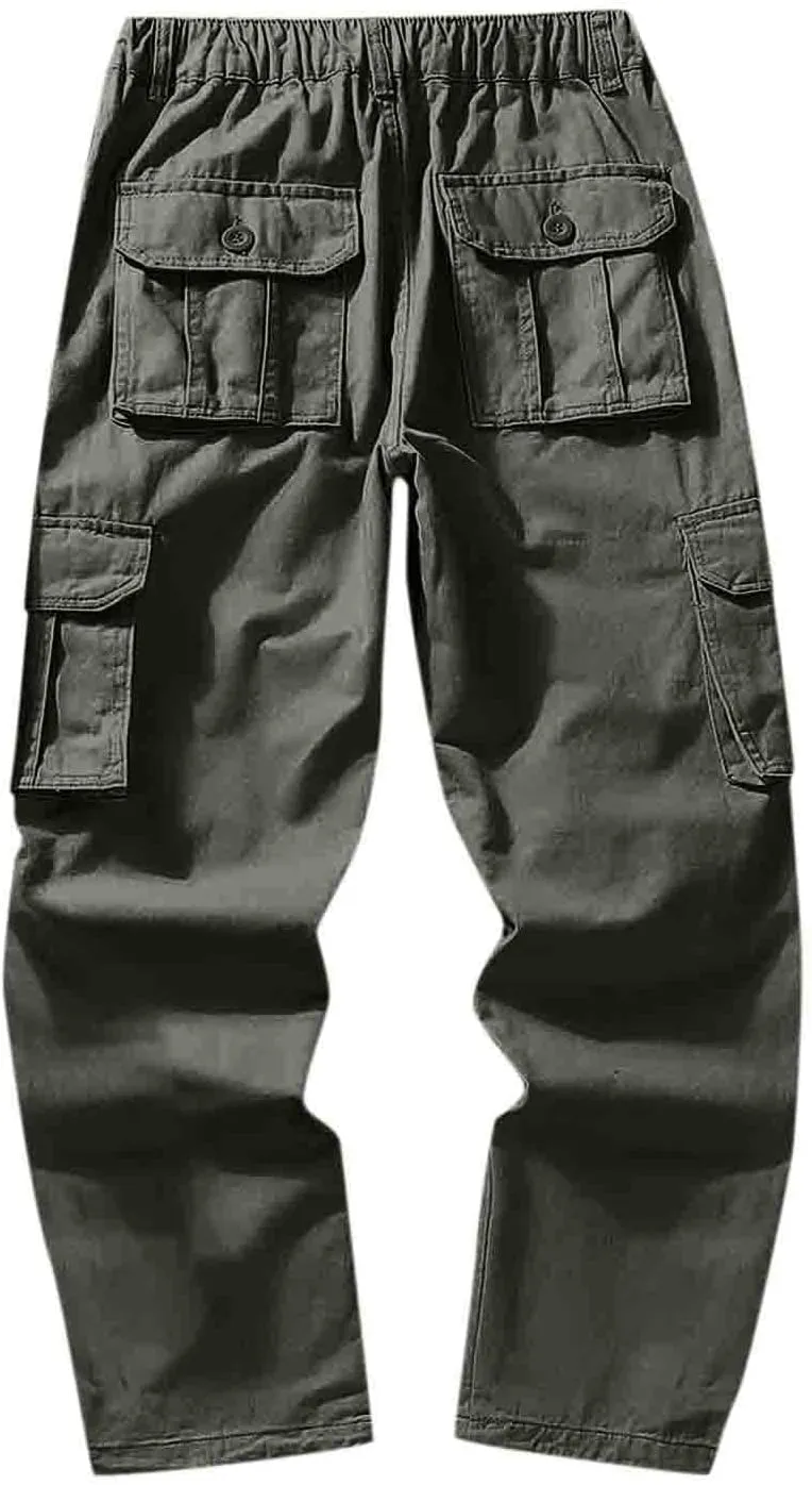 Men Casual Fashion Multi Pocket Zipper Buckle Male Cargo Pants Outdoor Pants Tooling Pants Mens Cargo Pants