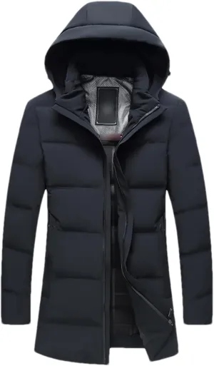 Men White Duck Down Hooded Jackets Mens Winter Thick Warm Parka Overcoat Solid Color Down Jackets