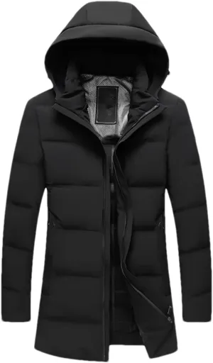 Men White Duck Down Hooded Jackets Mens Winter Thick Warm Parka Overcoat Solid Color Down Jackets