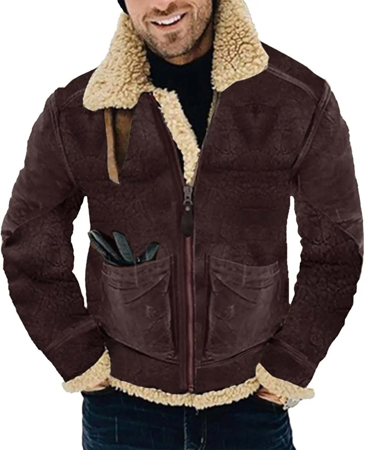 Mens 2023 Jackets Thickened Jackets Casual Stylish Outwear Zip Pockets Warm Coats Thickened Warmth Jackets
