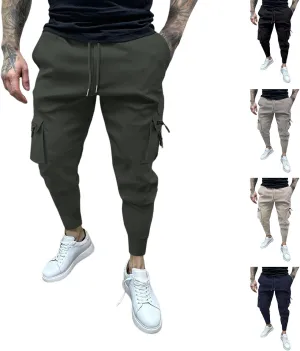 Men's Cargo Jogger Pants Stretch Sweatpants Slim Fit Tactical Pants with Zipper Pockets Casual Trousers Men's Casual Slim Fit Pants Skinny Stretch Dress Slacks #01- Black Medium