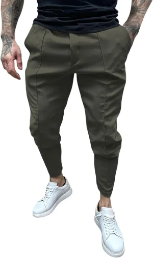 Men's Cargo Jogger Pants Stretch Sweatpants Slim Fit Tactical Pants with Zipper Pockets Casual Trousers Men's Casual Slim Fit Pants Skinny Stretch Dress Slacks #02- Green XX-Large