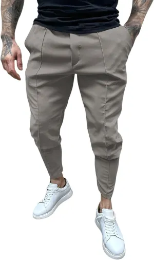 Men's Cargo Jogger Pants Stretch Sweatpants Slim Fit Tactical Pants with Zipper Pockets Casual Trousers Men's Casual Slim Fit Pants Skinny Stretch Dress Slacks #03- Grey Large