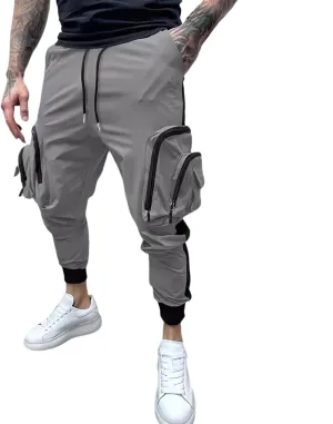 Men's Cargo Jogger Pants Stretch Sweatpants Slim Fit Tactical Pants with Zipper Pockets Casual Trousers Men's Casual Slim Fit Pants Skinny Stretch Dress Slacks #18- Grey Small