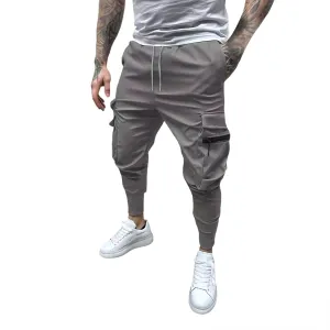 Men's Cargo Jogger Pants Stretch Sweatpants Slim Fit Tactical Pants with Zipper Pockets Casual Trousers Men's Casual Slim Fit Pants Skinny Stretch Dress Slacks #23- Grey X-Large