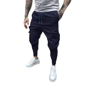 Men's Cargo Jogger Pants Stretch Sweatpants Slim Fit Tactical Pants with Zipper Pockets Casual Trousers Men's Casual Slim Fit Pants Skinny Stretch Dress Slacks #25- Navy Medium