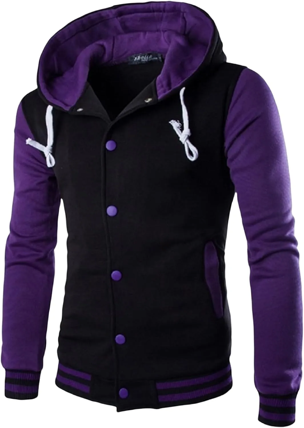 Men's Casual Baseball Jacket Hooded Sweatshirt Button Coat Slim Cardigan Brushed Sweater Warm Winter Coat