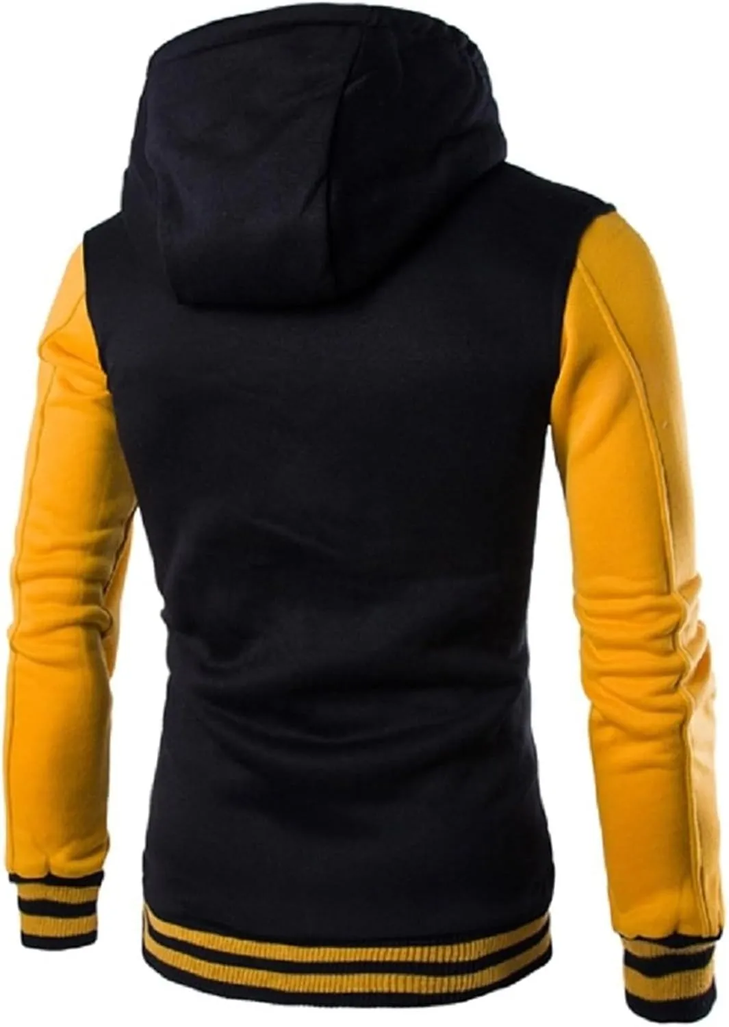 Men's Casual Baseball Jacket Hooded Sweatshirt Button Coat Slim Cardigan Brushed Sweater Warm Winter Coat