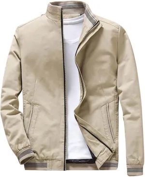 Mens Casual Jackets with Elastic Hem Banded Collar Jackets Big and Tall Bomber Jackets Windproof Jackets for Sports