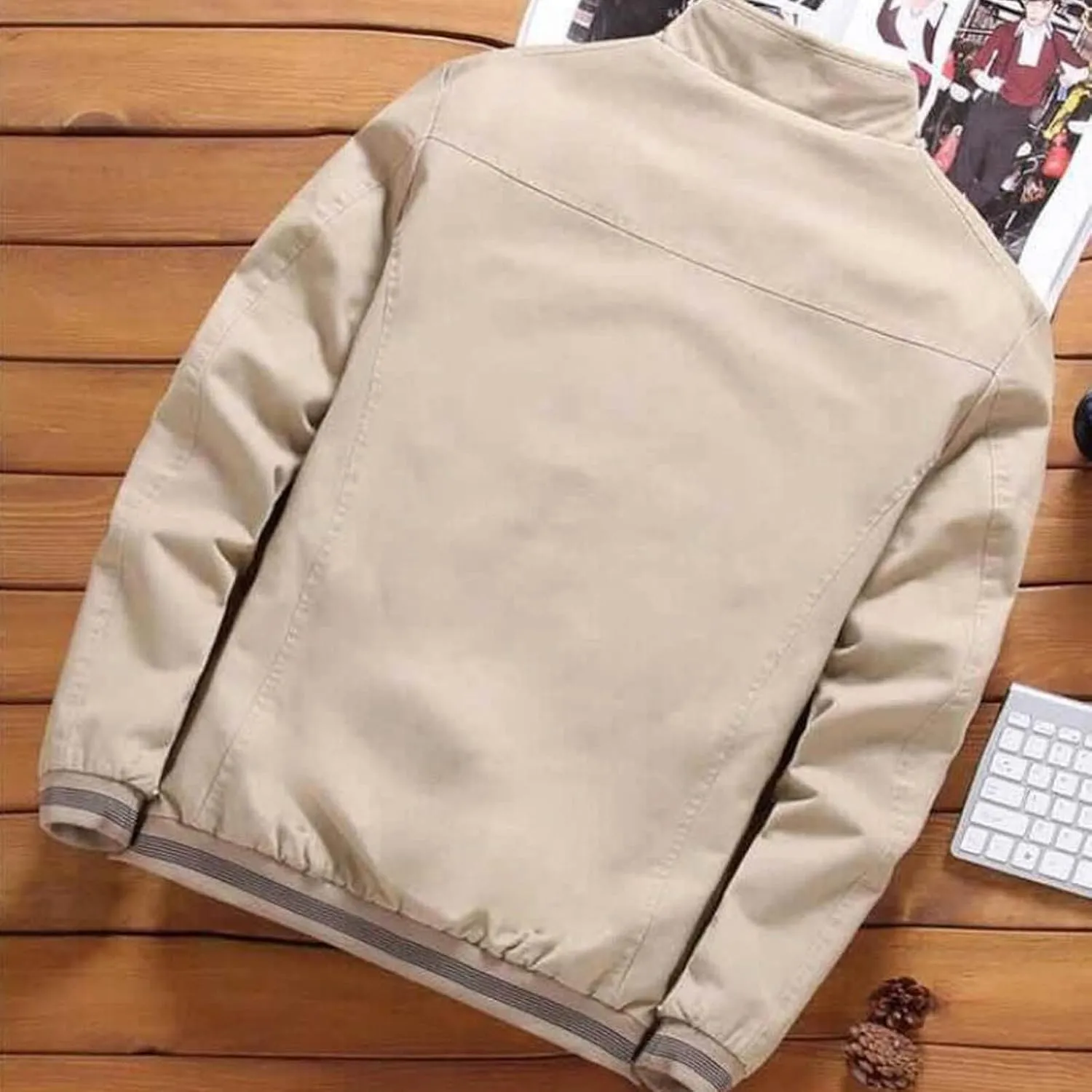 Mens Casual Jackets with Elastic Hem Banded Collar Jackets Big and Tall Bomber Jackets Windproof Jackets for Sports