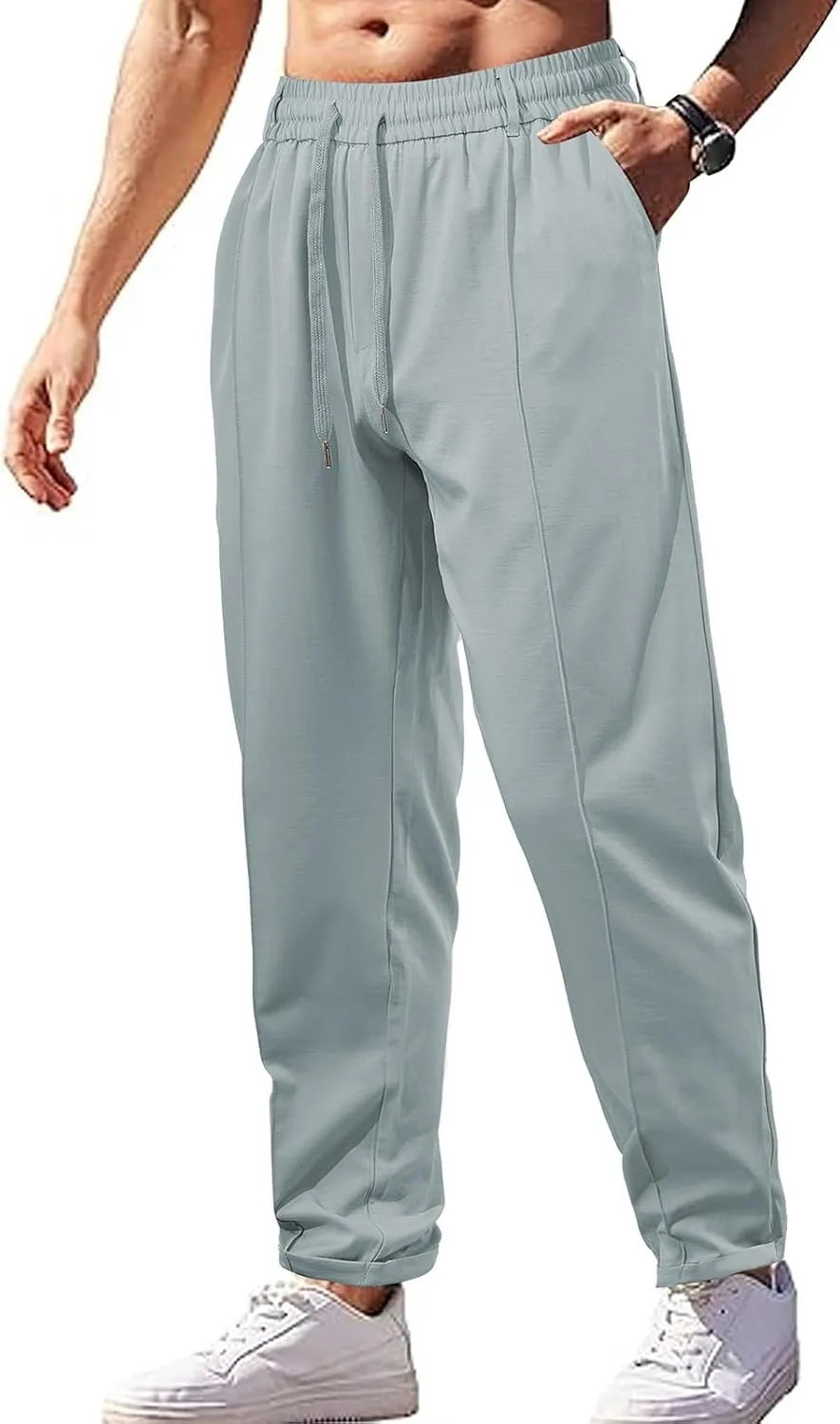 Mens Casual Sweatpants Loose Fit Straight Athletic Lounge Pants Lightweight Baggy Workout Drawstring Track Pants