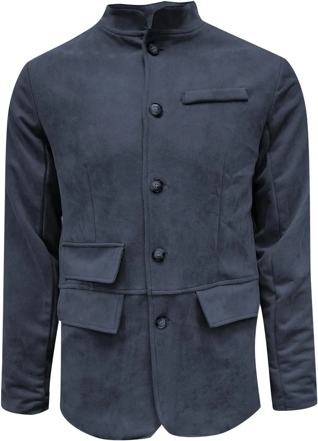 Mens Corduroy Suit Jacket Casual Slim Fit Stand Mandarin Collar Button Down Blazer Jackets Textured Sport Coats