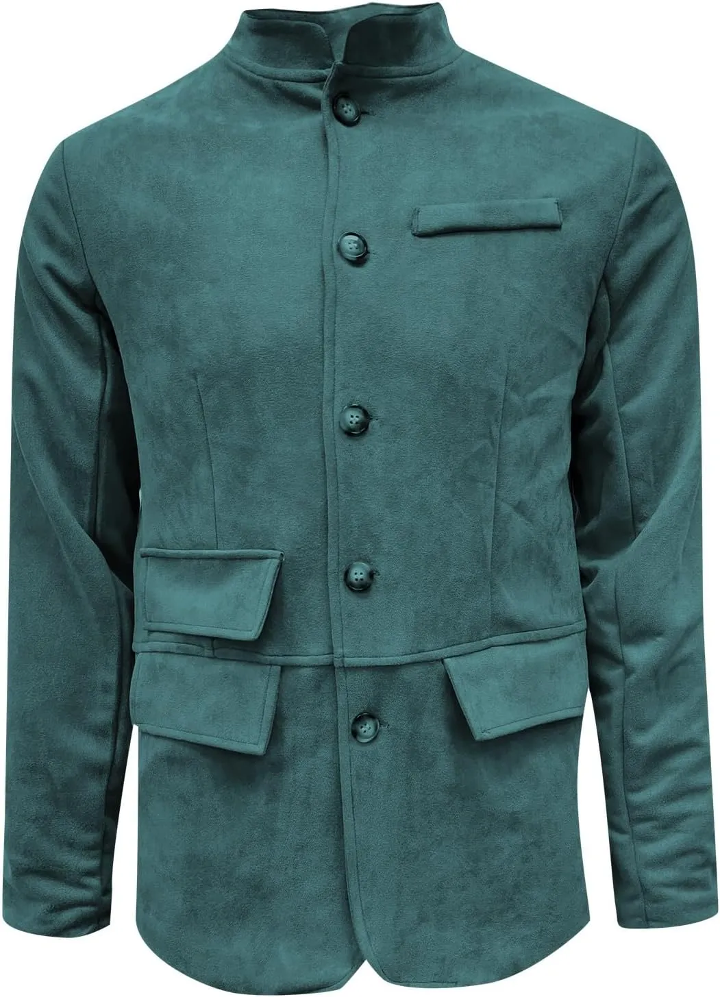 Mens Corduroy Suit Jacket Casual Slim Fit Stand Mandarin Collar Button Down Blazer Jackets Textured Sport Coats